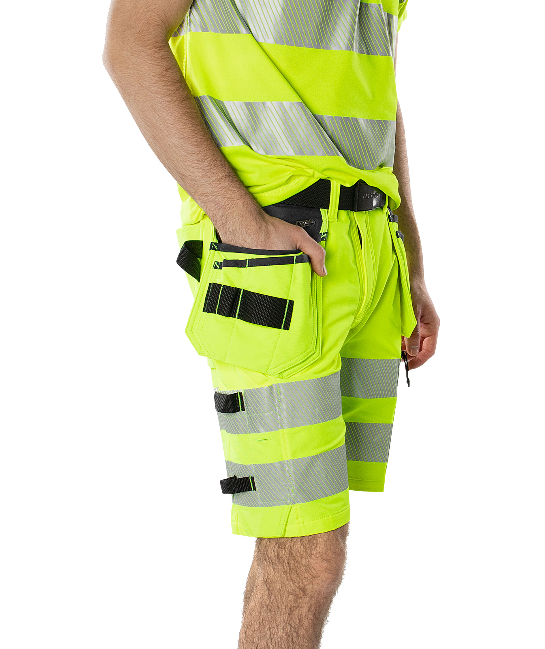 Fristads Green craftsman shorts 2646 GSTP, Hi-vis Yellow/Black, large image number 4