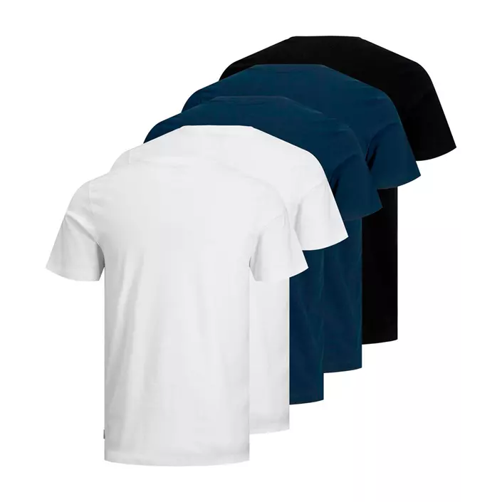 Jack & Jones JJEORGANIC 5er-Pack T-shirt, White/Navy/Black, large image number 4