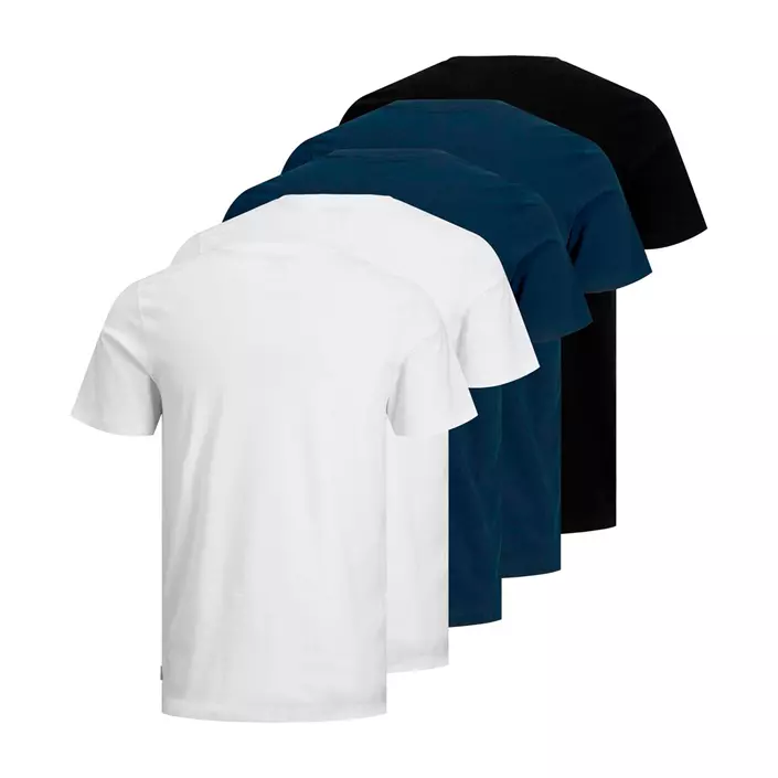 Jack & Jones JJEORGANIC 5-pak T-shirt, White/Navy/Black, large image number 4