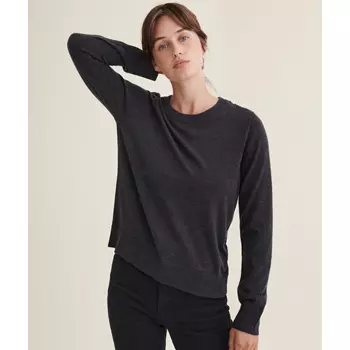 Basic Apparel Vera dame strikket genser med merinoull, Dark Grey Melange