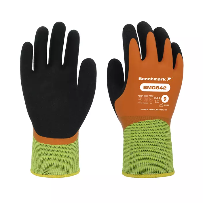 Benchmark BMG842 winter work gloves, Green/Orange/Black, large image number 0