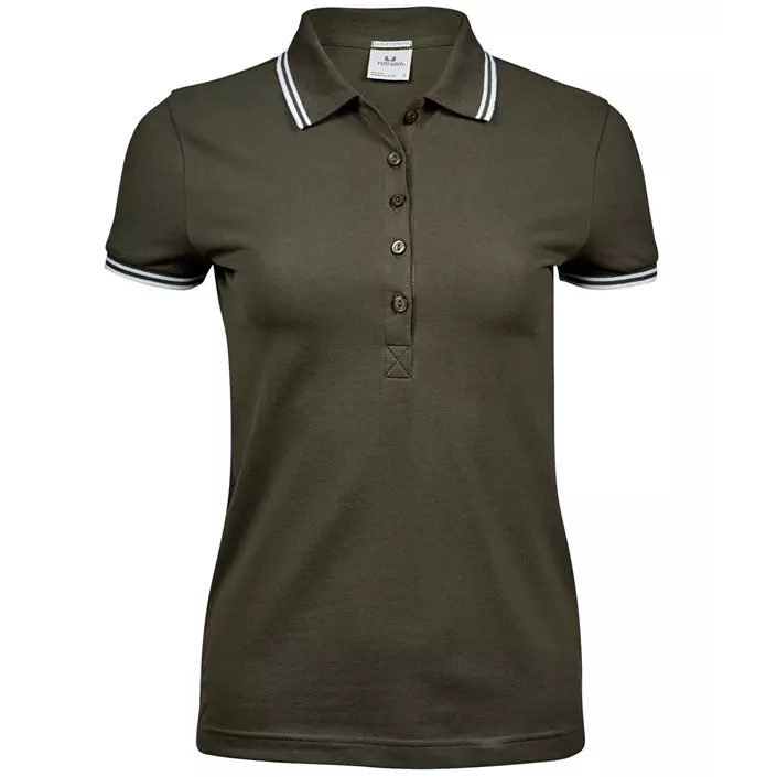 Tee Jays Luxury Stripe dame polo T-skjorte, Olive/White, large image number 0