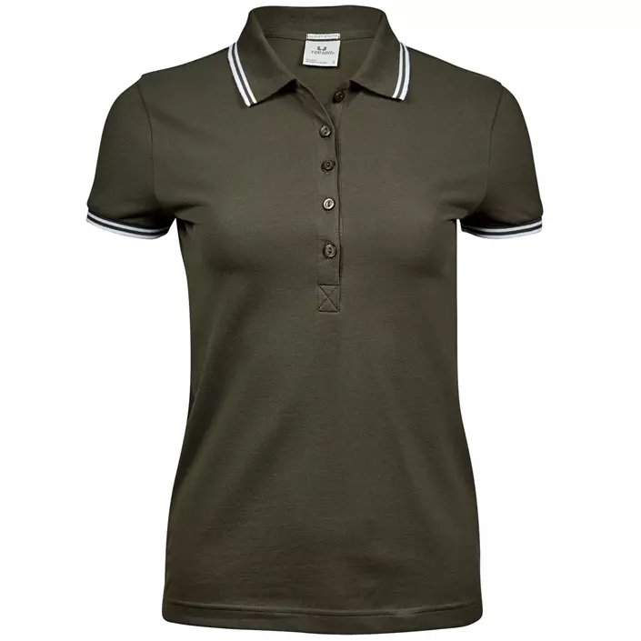 Tee Jays Luxury Stripe dame polo T-skjorte, Olive/White, large image number 0