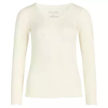 Claire Woman långärmad T-shirt med merinoull dam, Ivory