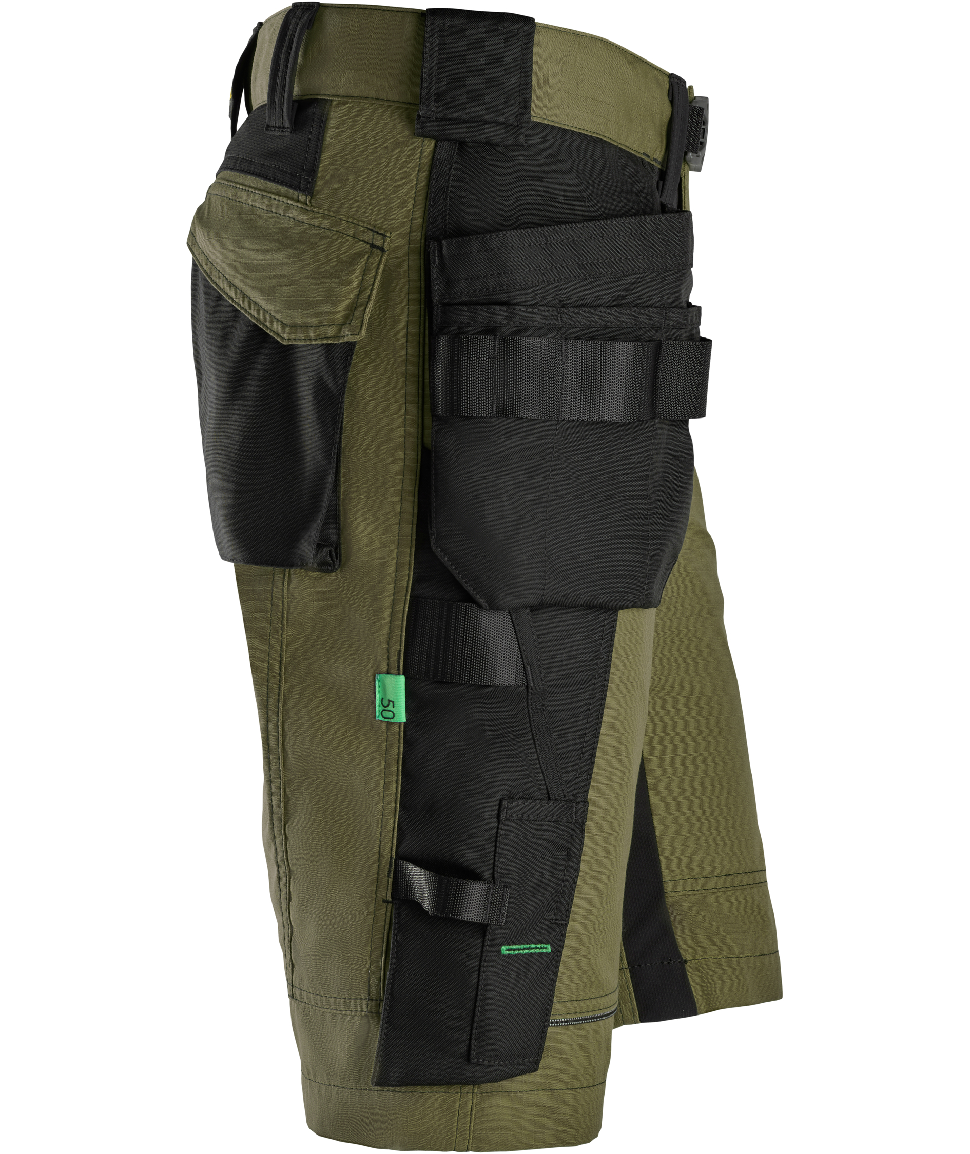 Snickers FlexiWork h&aring;ndv&aelig;rkershorts 6904, Khaki Green/Black, large image number 2