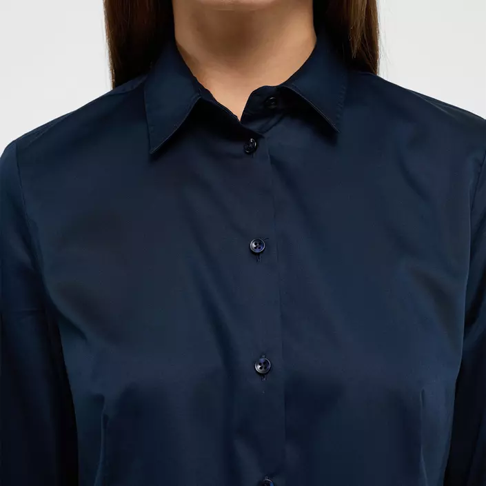 Eterna Satin Stretch dameskjorte - Modern Fit, Navy, large image number 3