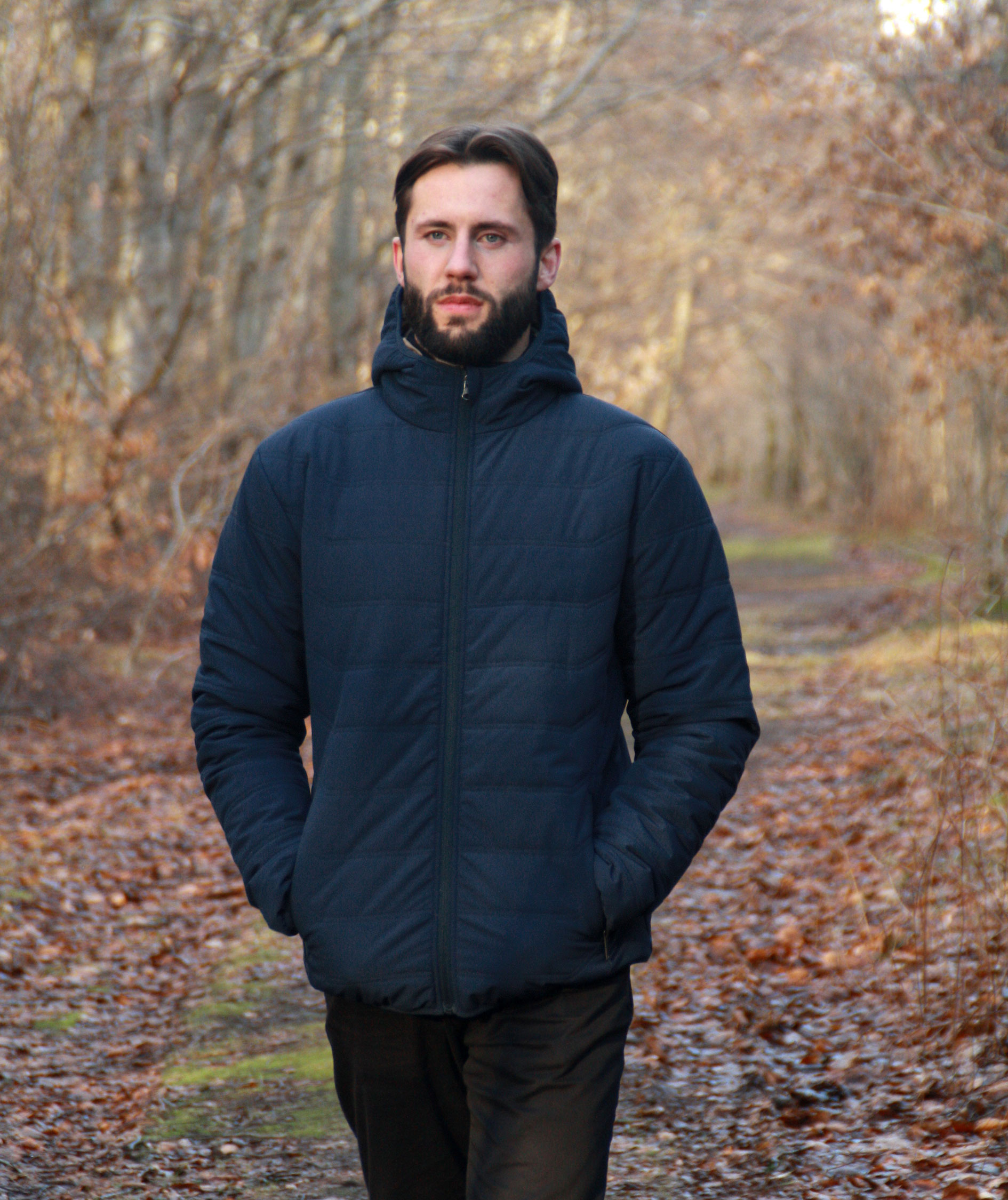 Lyngs&oslash;e reversible winter jacket, Navy/Sand, large image number 1