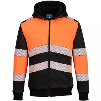 Portwest PW3 hoodie med dragkedja, Varsel Orange/Svart