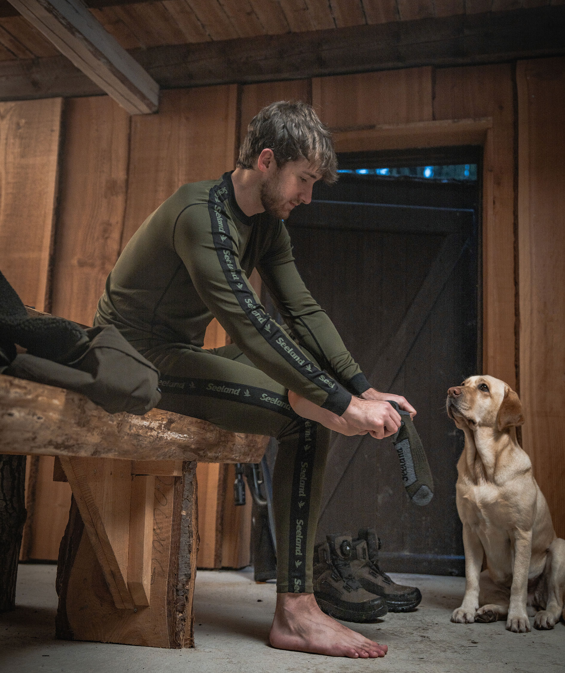 Seeland Field thermal socks, Pine Green Melange/Grey Melange