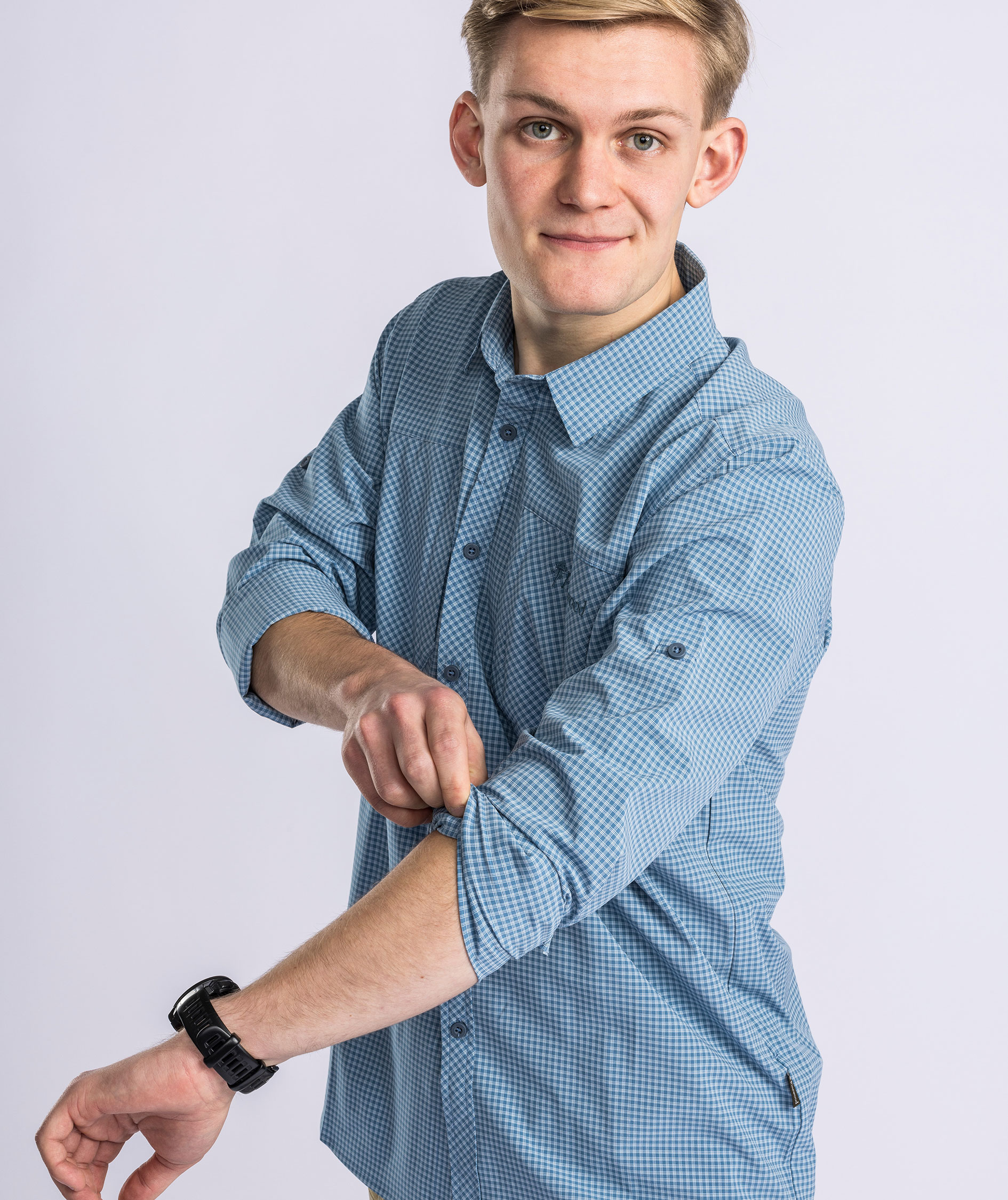 Pinewood NatureSafe skjorte, Fog Blue/Offwhite, large image number 5