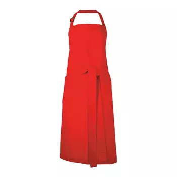 Toni Lee Kron bröstlappsförkläde med ficka, Röd