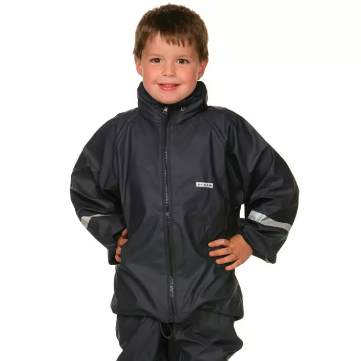 Ocean PU rain jacket for kids, Marine Blue, large image number 0
