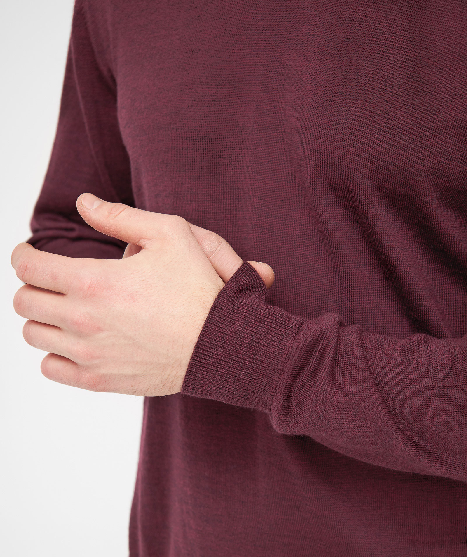 Clipper Milan knitted pullover with merino wool, Burgundy melange, large image number 4