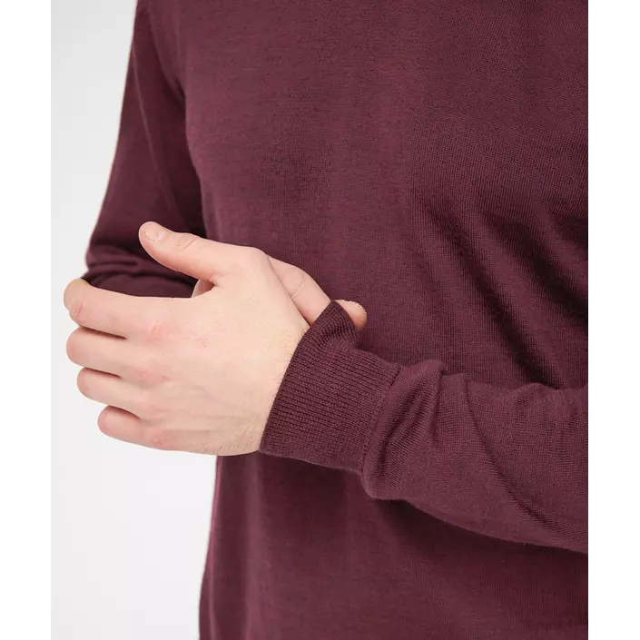 Clipper Milan stickad tröja med merinoull, Burgundy melange, large image number 4