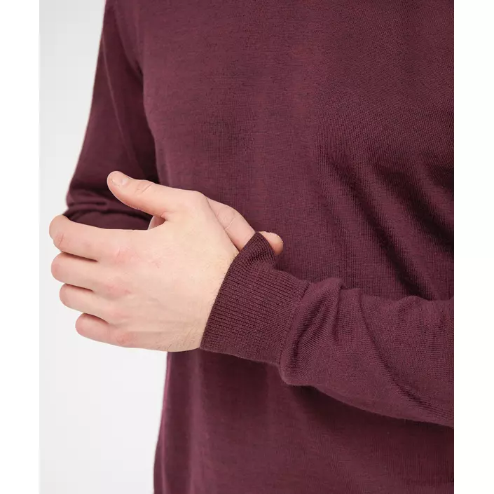 Clipper Milan stickad tröja med merinoull, Burgundy melange, large image number 4
