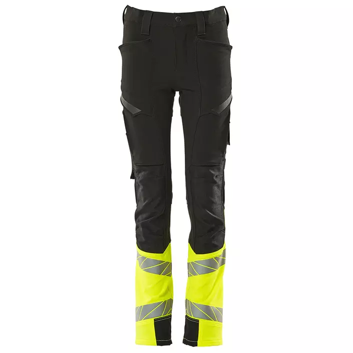 Mascot Accelerate Safe work trousers for kids, Black/Hi-Vis Yellow, large image number 0