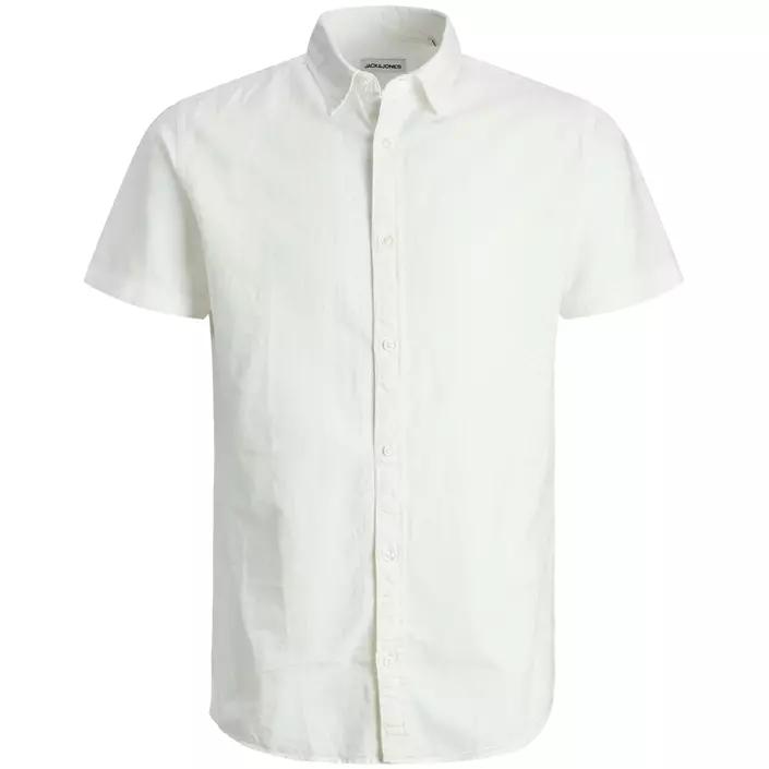 Jack & Jones Plus JJELINEN kortermet skjorte med lin, Hvit, large image number 0