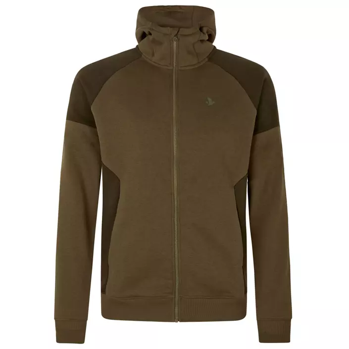 Seeland Cross fleece hoodie med dragkedja, Dark Olive, large image number 0