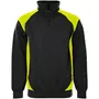 Fristads half zip sweatshirt 7048 GSM, Black/Hi-Vis Yellow