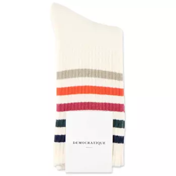 Democratique Athletique Classique Super Stripes socks, Off White/Multi