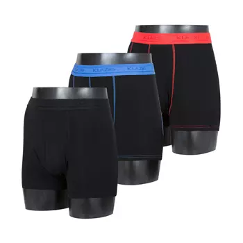 Klazig 3er Pack Bambus Boxershorts, Schwarz/blau/rot