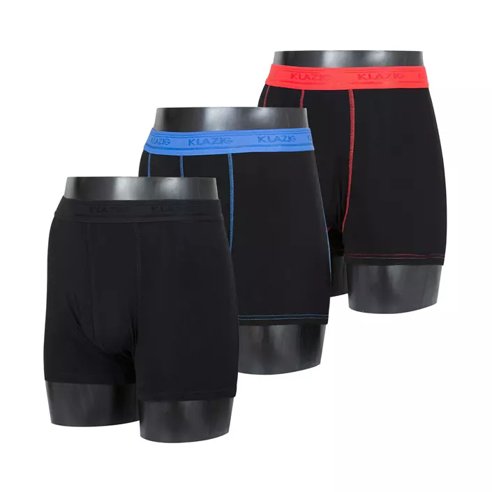 Klazig 3-pak bambus boxershorts, Sort/blå/rød, large image number 0