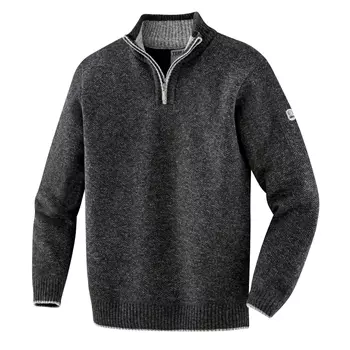 Terrax strikket genser med kort glidelås, Svart melange