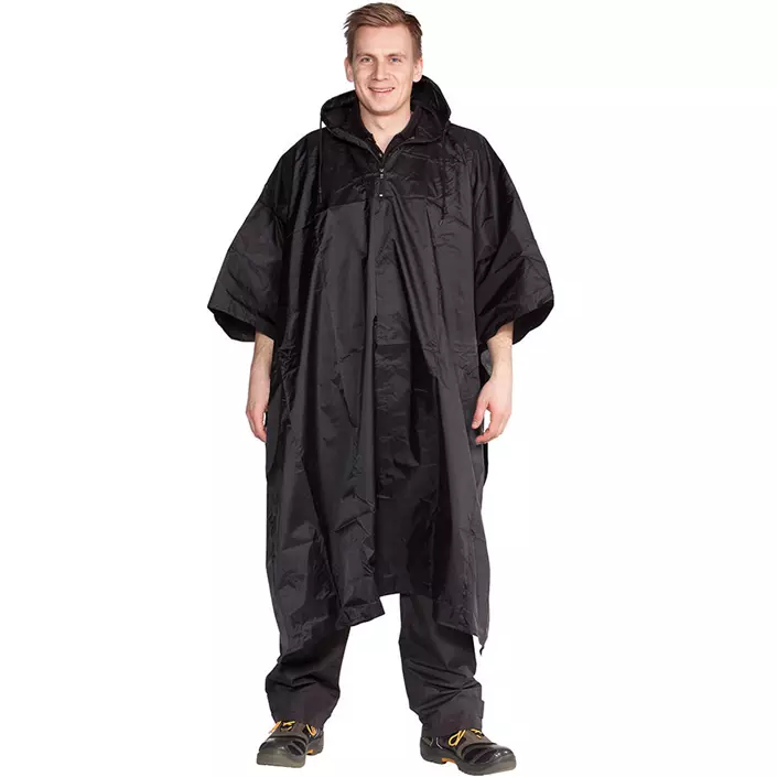 Ocean Poncho rain coat, Black, Black, large image number 0