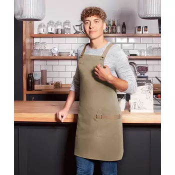 Karlowsky bib apron with pocket, Urban-look, Pebble grey