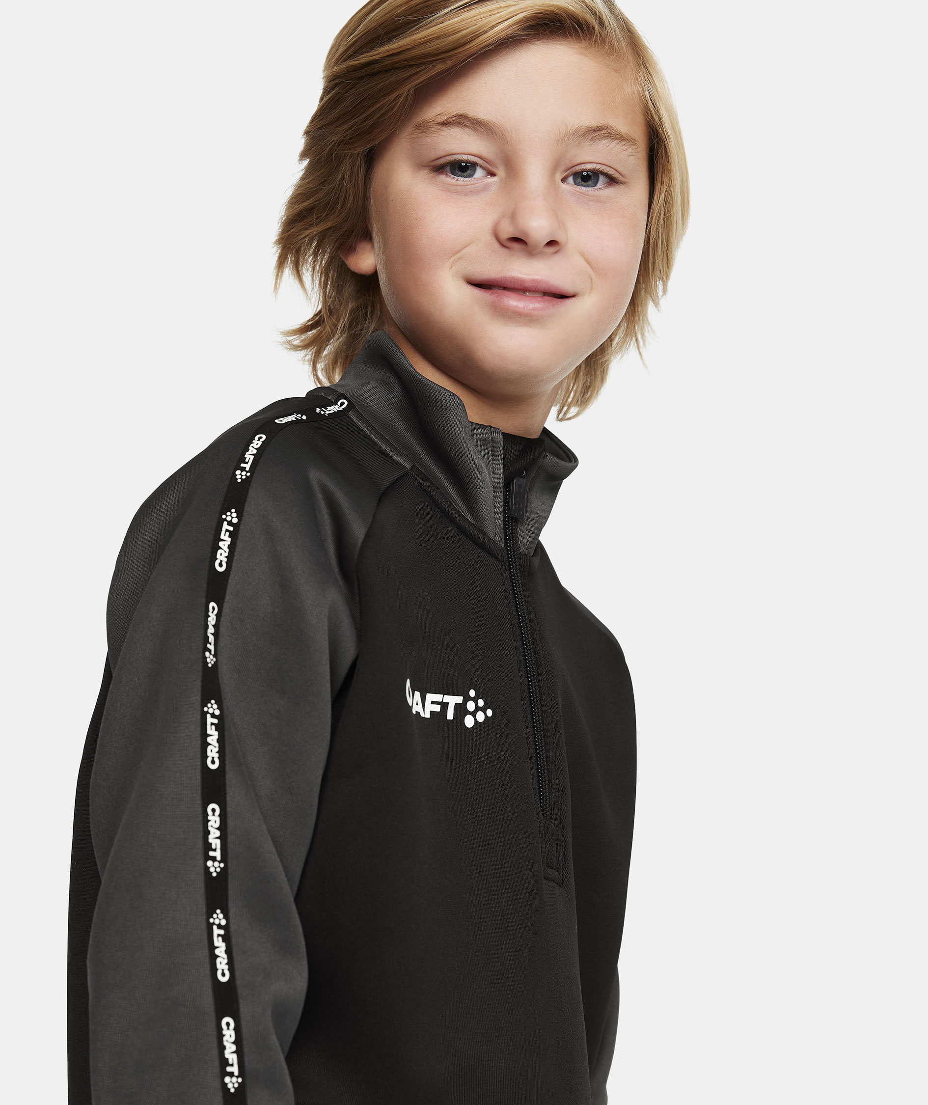 Craft Squad 2.0 halfzip tr&aelig;ningstr&oslash;je til b&oslash;rn, Black/Granite, large image number 3