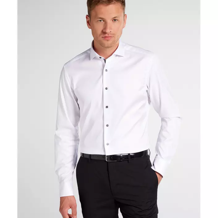 Eterna Cover Slim fit skjorte med kontrast, White , large image number 1