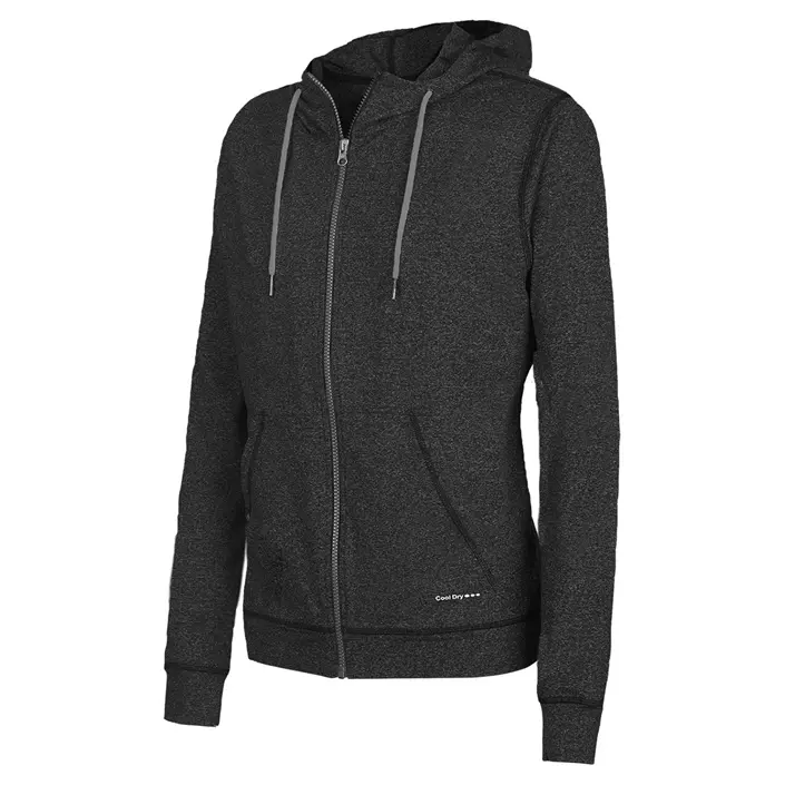 Pitch Stone Cooldry dame hoodie med lynlås, Dark black melange, large image number 0