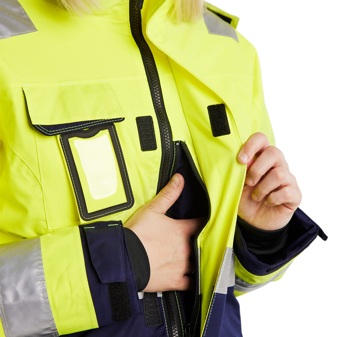 Bl&aring;kl&auml;der vinterjacka dam, Varsel gul/marinbl&aring;, large image number 5