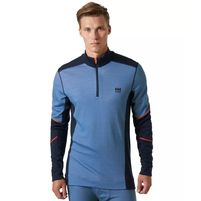 Helly Hansen Lifa half zip undershirt with merino wool, Navy/Stone blue, large image number 1