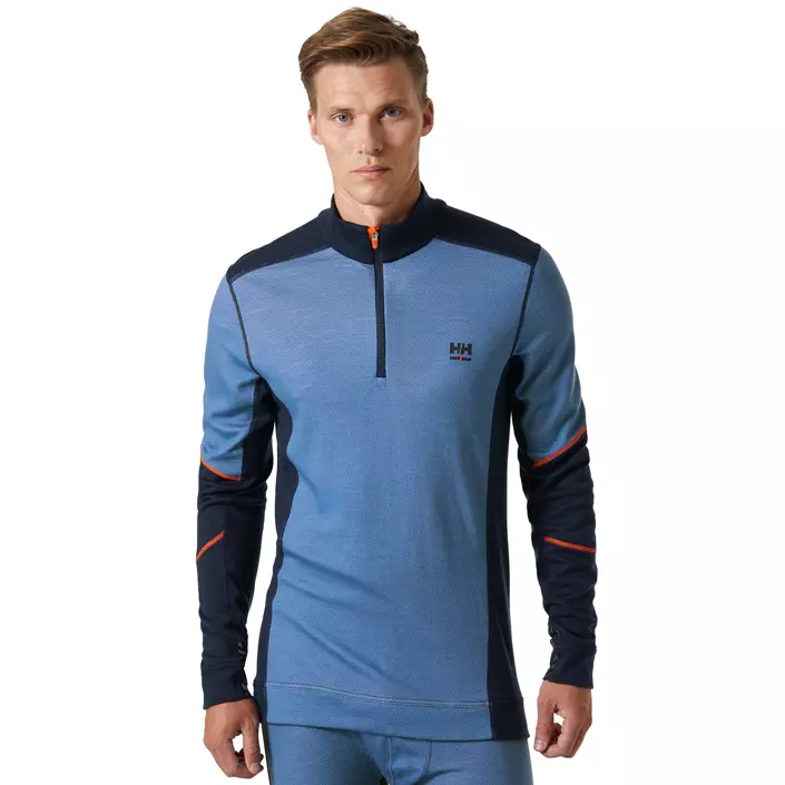 Helly Hansen Lifa Marino Half-Zip Thermounterhemd mit Merinowolle, Navy/Stone blue, large image number 1