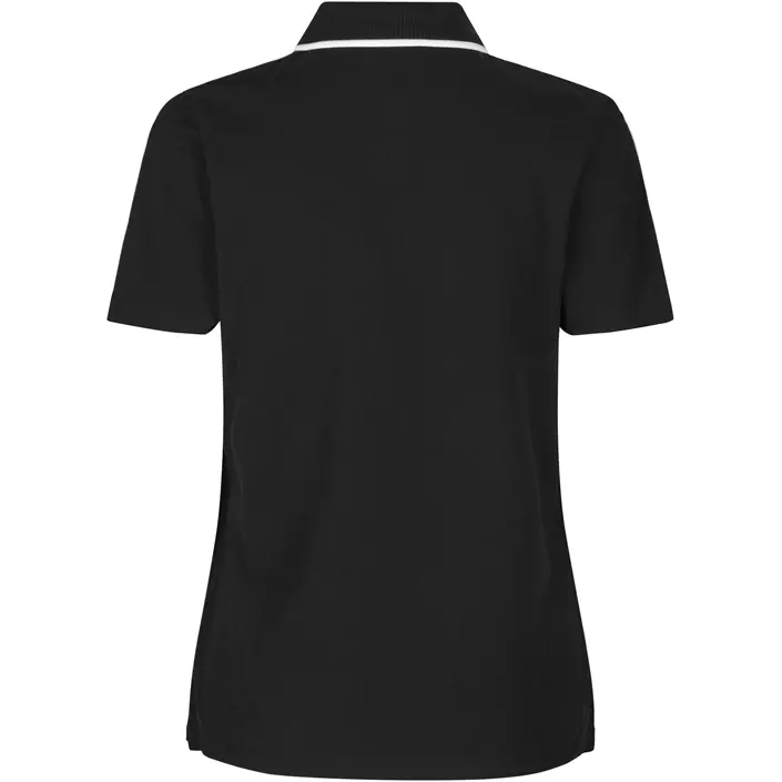 ID Polo T-shirt m/kontrastbånd dame, Sort, large image number 1