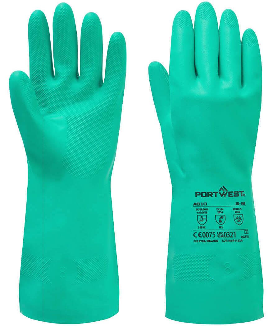 Portwest A810 nitrosafe kemikalieskyddshandskar, Gr&ouml;n