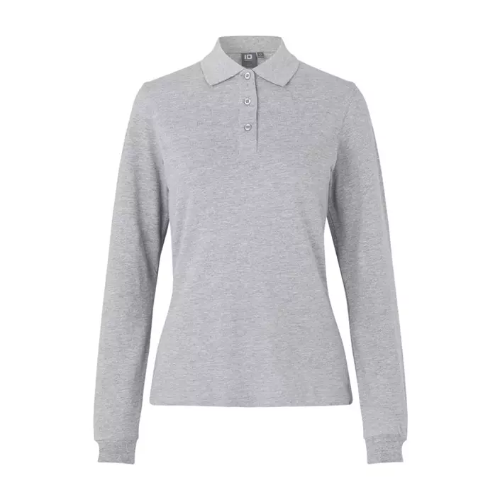 ID long-sleeved women's polo shirt with stretch, Grey melange, large image number 0