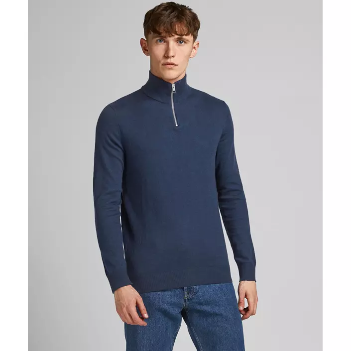 Jack & Jones JJEEMIL half-zip stickad tröja, Navy Blazer, large image number 1