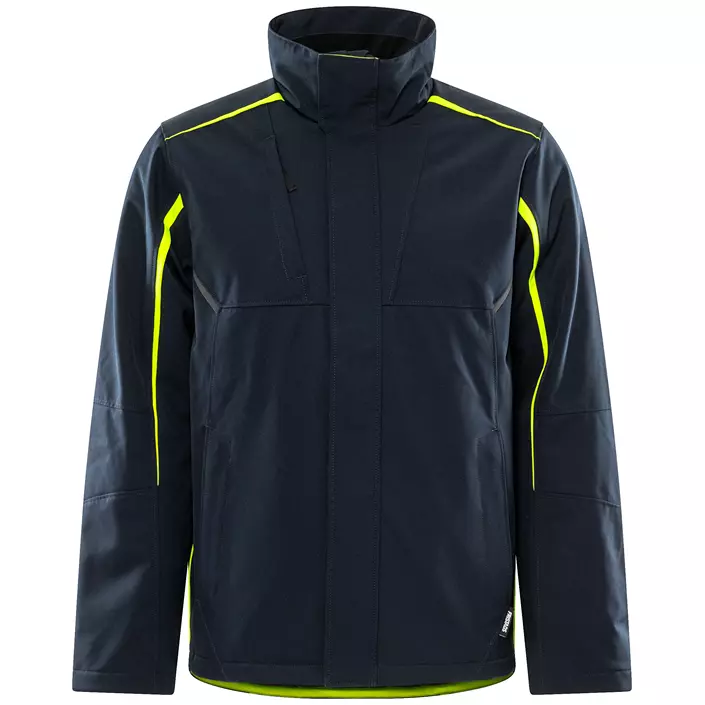 Fristads softshell vinterjacka 4931 GSW full stretch, Mörk Marinblå/Hi-Vis Gul, large image number 0