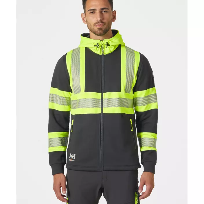 Helly Hansen ICU hoodie with zipper, Hi-vis yellow/charcoal, large image number 1