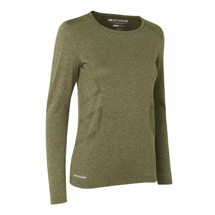 GEYSER seamless long-sleeved women's T-shirt, Olive melane, large image number 0