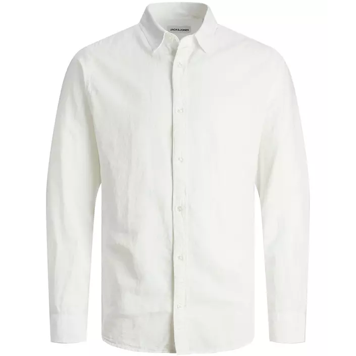 Jack & Jones Plus JJELINEN Slim fit skjorte med lin, Hvit, large image number 0