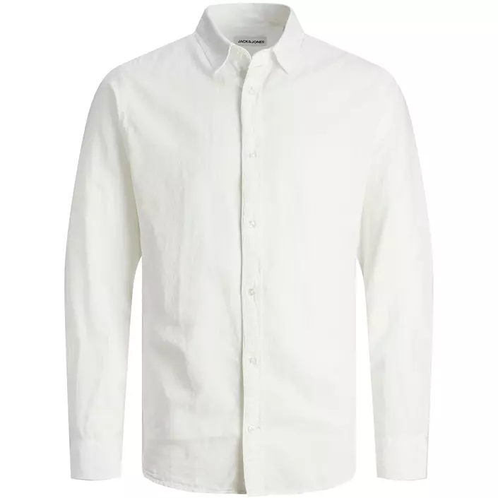 Jack & Jones Plus JJELINEN Slim fit skjorte med hør, Hvid, large image number 0