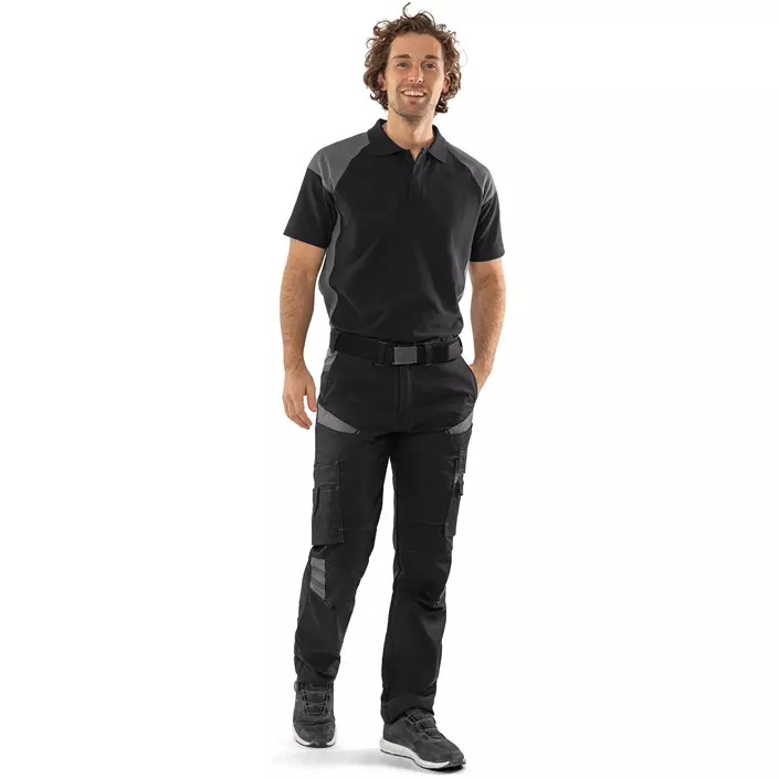 Fristads Heavy polo T-shirt 7047 GPM, Sort/Grå, large image number 1