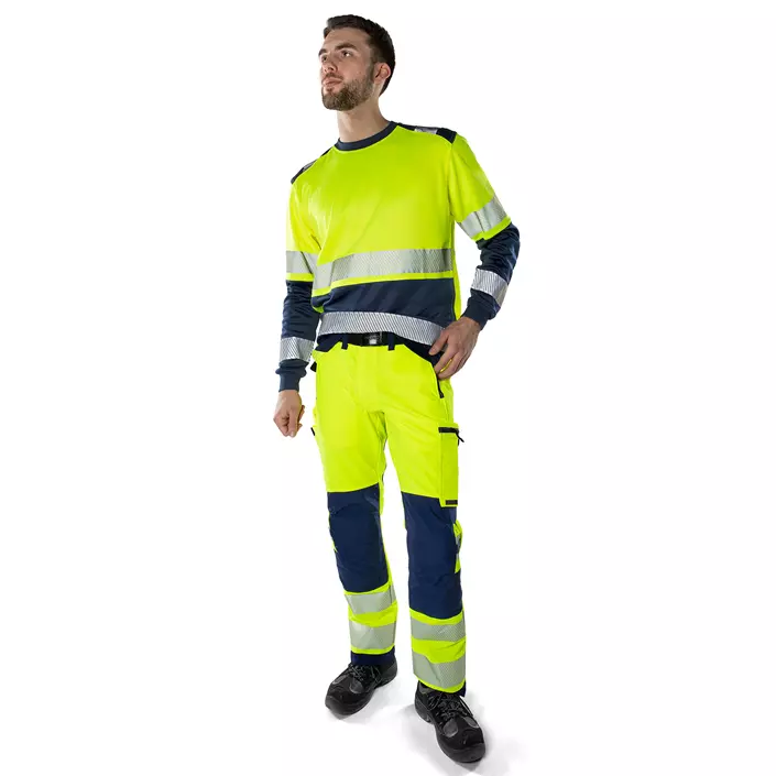 Fristads Green work trousers 2645 GSTP full stretch, Hi-Vis yellow/marine, large image number 1