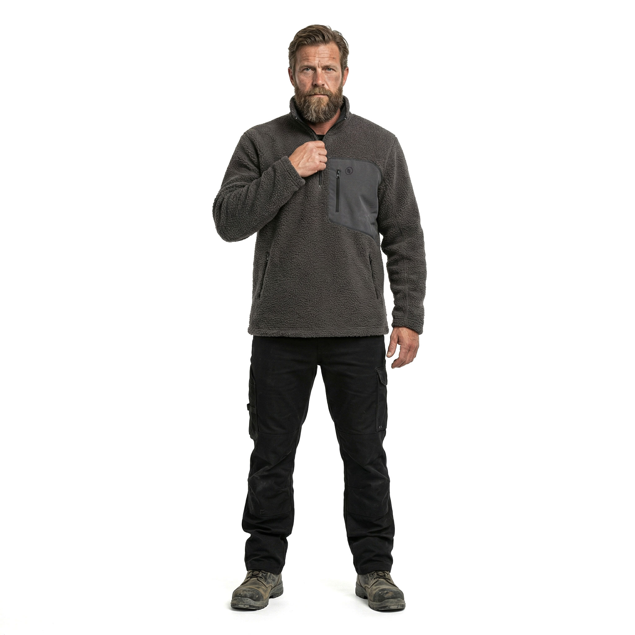 Terrax fibre pile pullover, Black/Anthracite, large image number 2