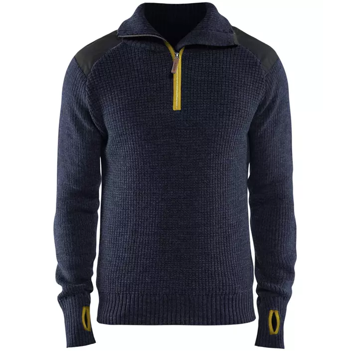 Blåkläder wool sweater, Marine Blue/Yellow, large image number 0