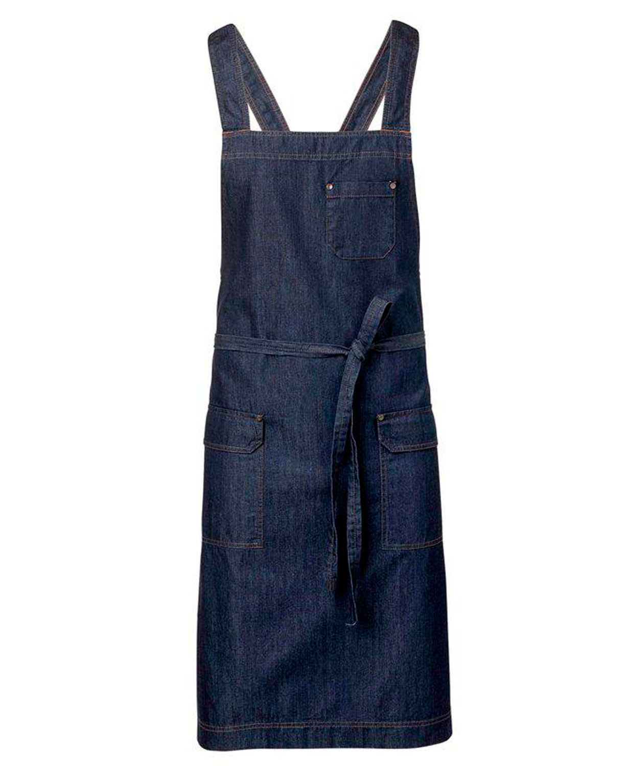 Segers 4076 bib apron with pockets, Darkblue Denim, Darkblue Denim, large image number 2