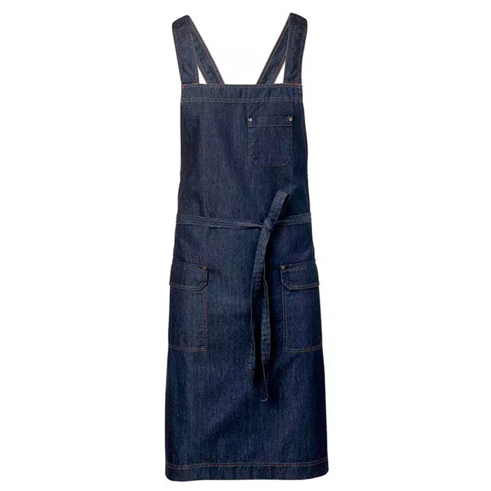 Segers 4076 bib apron with pockets, Darkblue Denim, Darkblue Denim, large image number 2